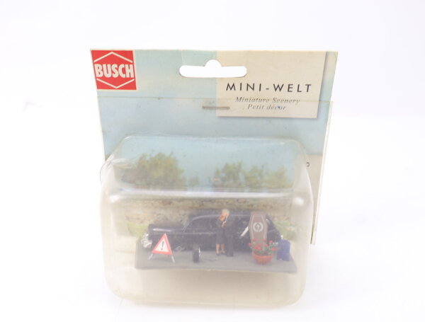 Busch H0 7676 Figuren Szenenset Leichenpanne Bestatter mit Reifenpanne OVP 1:87