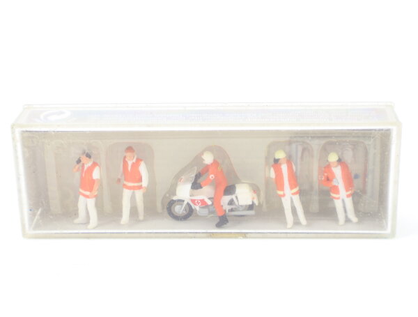 Preiser H0 10100 Figuren-Set 5-tlg. Rettungsdienst mit Motorrad  1:87 OVP