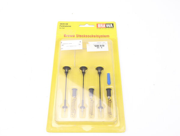 Brawa H0 5820 Beleuchtung Parkleuchten-Set 3 Stück mit Stecksockelsystem OVP