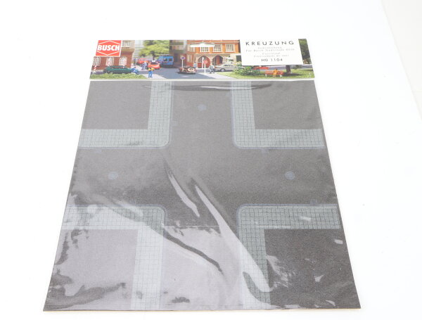 Busch H0 1104 Straßenfolie Kreuzung für Busch Stadtstraße 6038 OVP
