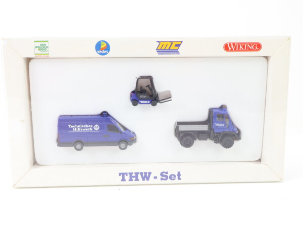 Wiking H0 99023 Modellauto THW-Set 3 Fahrzeuge, Blau 1:87