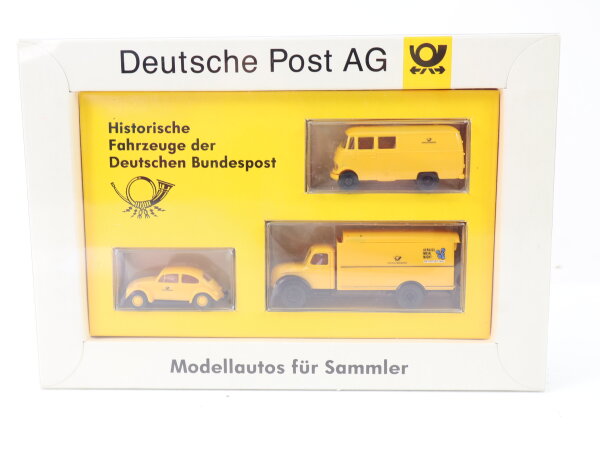 Brekina H0 Modellauto Set Deutsche Post AG MB-L317 VW-Käfer Magirus-Deutz 1:87
