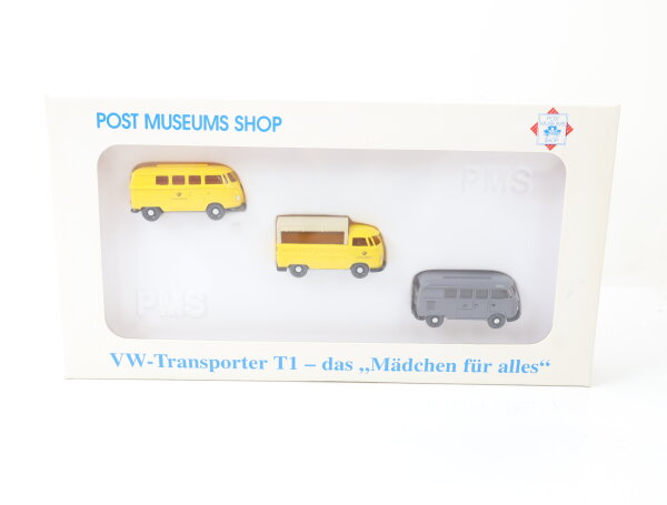 Wiking H0 81-02 Modellauto Set Post Museums Shop VW-Transporter T1 1:87