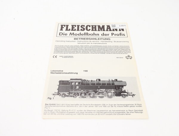 E1641 Fleischmann H0 Betriebsanleitung für Dampflok BR 65 1165 AC Ausführung