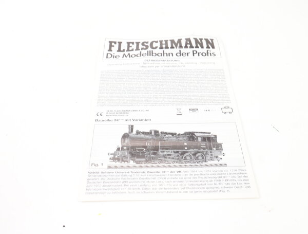 E1641 Fleischmann H0 Betriebsanleitung für Dampflok BR 94 mit Varianten