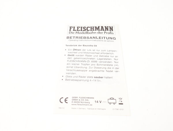 E1641 Fleischmann H0 Betriebsanleitung für Dampflok Tenderlok BR 64