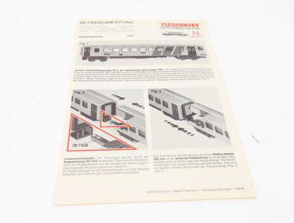 E1641 Fleischmann N Betriebsanleitung für Triebwagenzug 7471