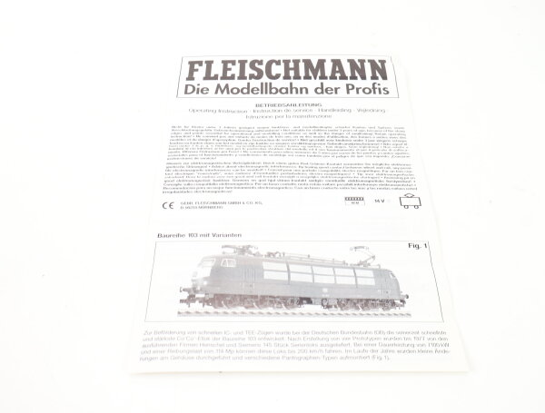 E1641 Fleischmann H0 Betriebsanleitung für Elektrolok BR 103 mit Varianten