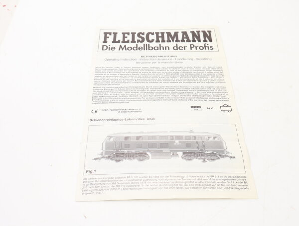E1641 Fleischmann H0 Betriebsanleitung für Schienenreinigungs-Lok 4938