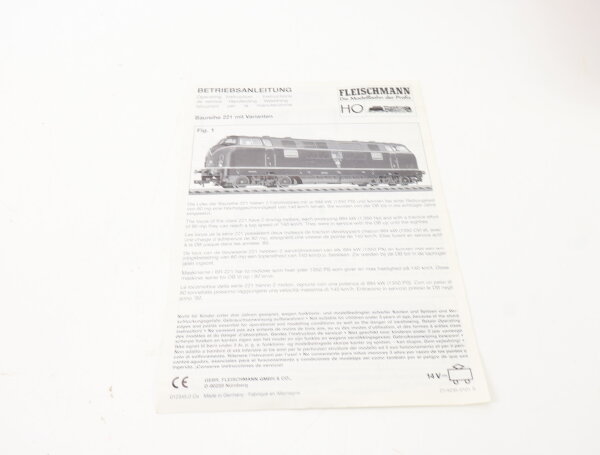 E1641 Fleischmann H0 Betriebsanleitung für Diesellok BR 221 mit Varianten
