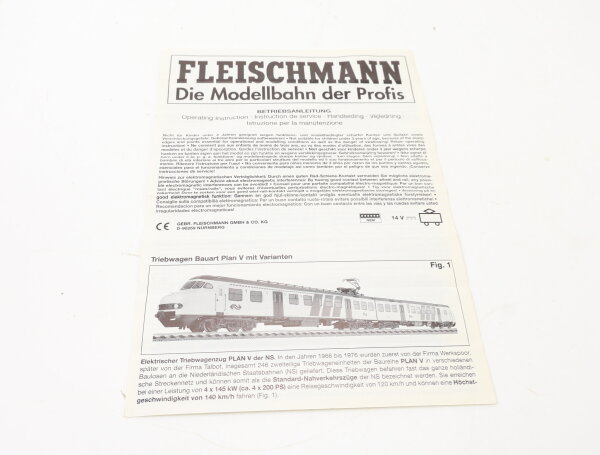 E1641 Fleischmann H0 Betriebsanleitung f Triebwagen Bauart Plan V mit Varianten