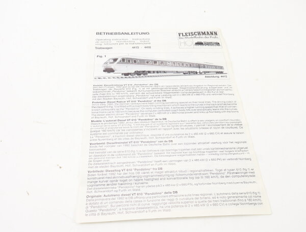 E1641 Fleischmann H0 Betriebsanleitung für Triebwagen 4415 4418