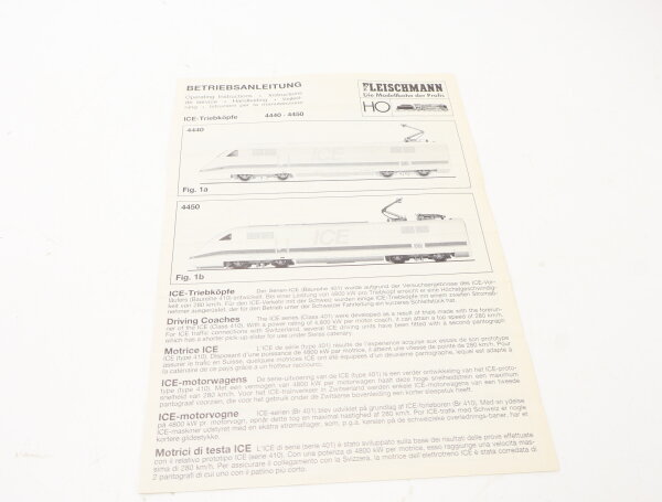 E1641 Fleischmann H0 Betriebsanleitung für ICE Triebköpfe 4440 4450