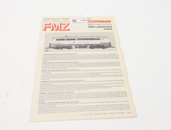E1641 Fleischmann H0 Betriebsanleitung für FMZ Diesellok 64933