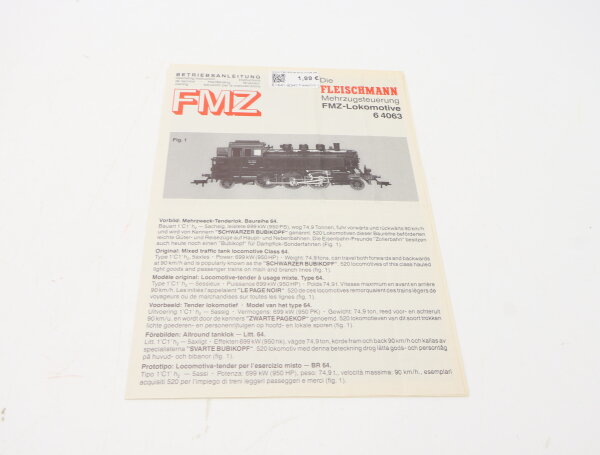 E1641 Fleischmann H0 Betriebsanleitung für FMZ Dampflok 64063