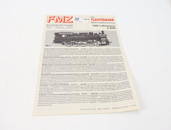 E1641 Fleischmann H0 Betriebsanleitung für FMZ Dampflok 64094