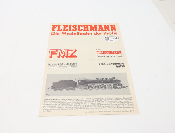 E1641 Fleischmann H0 Betriebsanleitung für FMZ Dampflok 64139