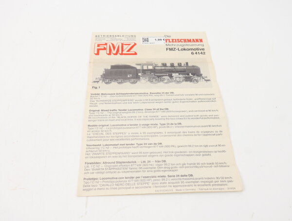 E1641 Fleischmann H0 Betriebsanleitung für FMZ Dampflok 64142