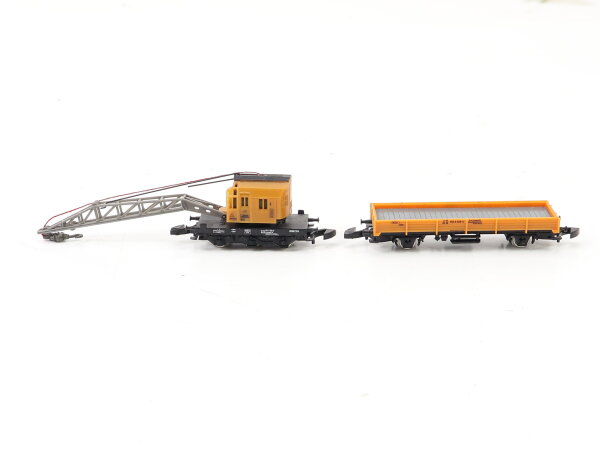 Märklin Spur Z 8657 Set aus Kranwagen und Niederbordwagen Braun 974 0 078-8 DB