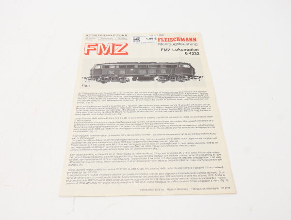 E1641 Fleischmann H0 Betriebsanleitung für FMZ Diesellok 64232