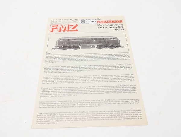 E1641 Fleischmann H0 Betriebsanleitung für FMZ Diesellok 64233