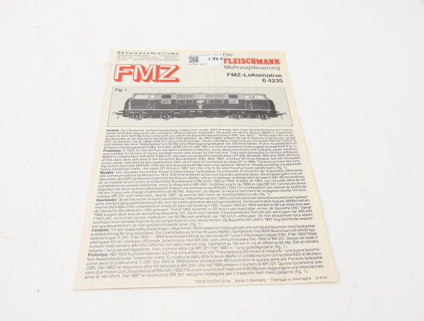 E1641 Fleischmann H0 Betriebsanleitung für FMZ Diesellok 64235