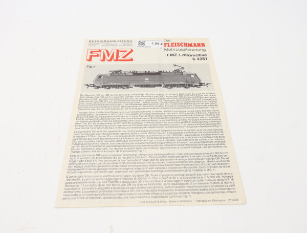 E1641 Fleischmann H0 Betriebsanleitung für FMZ Elektrolok 64351