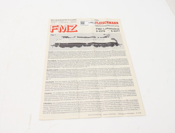 E1641 Fleischmann H0 Betriebsanleitung für FMZ Elektrolok 64376 64377