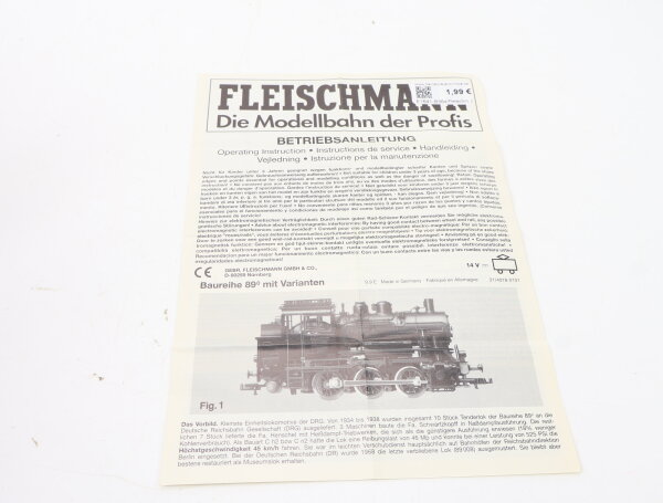 E1641 Fleischmann H0 Betriebsanleitung für Dampflok BR 89 mit Varianten