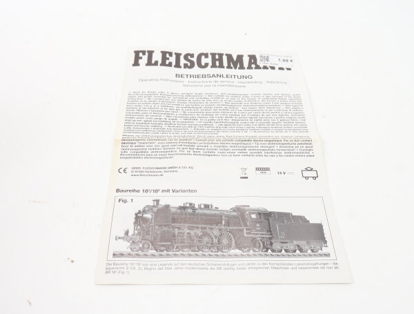 E1641 Fleischmann H0 Betriebsanleitung für Dampflok BR 18 mit Varianten