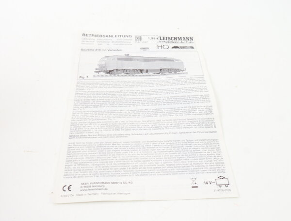 E1641 Fleischmann H0 Betriebsanleitung für Diesellok BR 218 mit Varianten