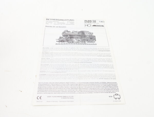 E1641 Fleischmann H0 Betriebsanleitung für Dampflok BR 89 mit Varianten