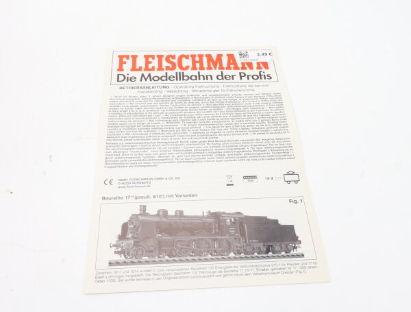 E1641 Fleischmann H0 Betriebsanleitung für Dampflok BR 17 mit Varianten