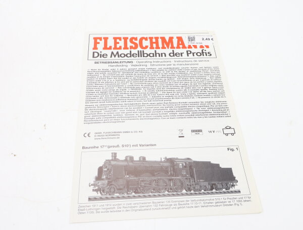 E1641 Fleischmann H0 Betriebsanleitung für Dampflok BR 17 S10 mit Varianten