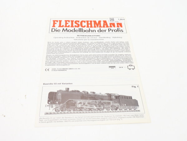 E1641 Fleischmann H0 Betriebsanleitung für Dampflok BR 03 mit Varianten