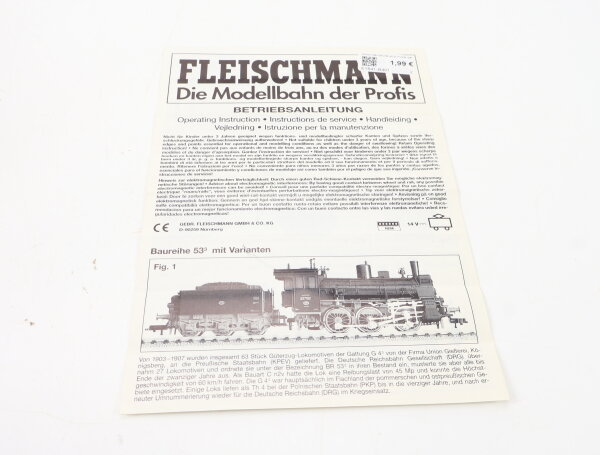 E1641 Fleischmann H0 Betriebsanleitung für Dampflok BR 53 mit Varianten