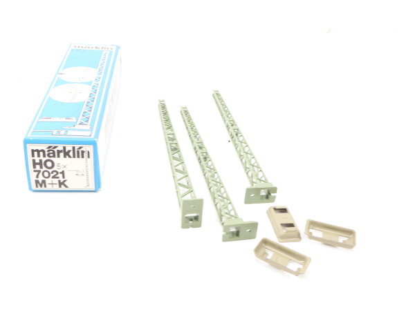 Märklin H0 7021 3x Turmmast Mast für Quertragwerk Oberleitung mit Fuß 1:87 OVP