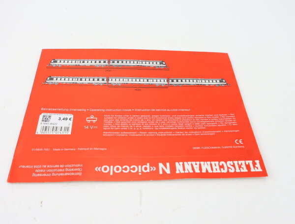 E1641 Fleischmann piccolo N Betriebsanleitung für Dieseltriebzug 7431 VT 614