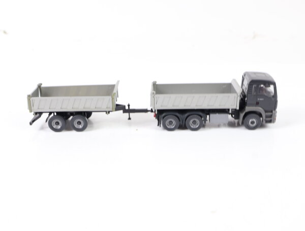 Wiking H0 Modellauto LKW MAN TG-A M Kipperhängerzug  schwarz / Silber 1:87