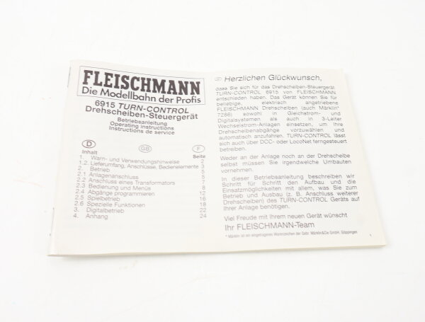 E1641 Fleischmann H0 Betriebsanleitung 6915 für Drehscheiben Steuergerät