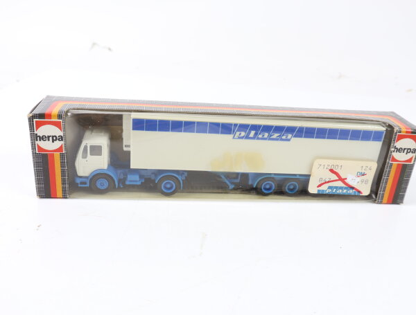 Herpa H0 Modellauto LKW Mercedes-Benz MB Sattelzug "Plaza" weiß/blau OVP