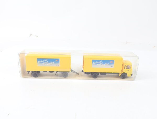 Wiking H0 25551 Modellauto LKW MAN Post-Koffer-Lastzug "Schreib mal wieder"