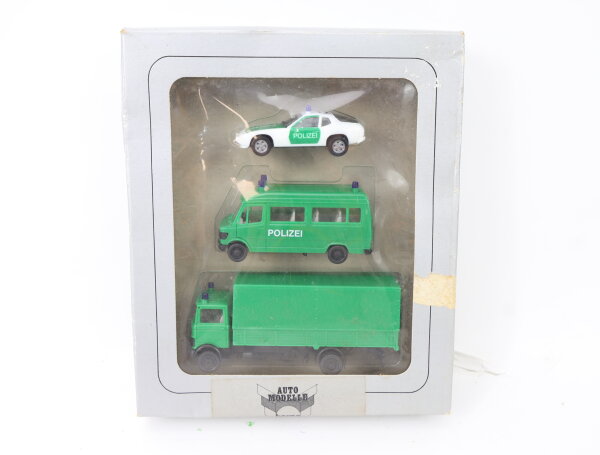 Herpa H0 03966S Modellauto-Set 3-tlg. "Polizei" MB 207 Kombi / 813 / Porsche 924