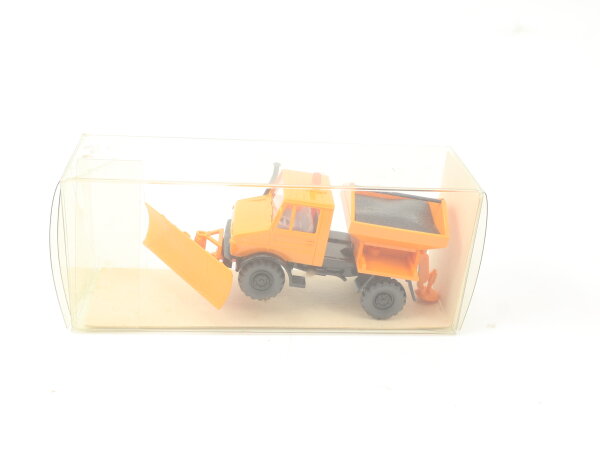 Wiking H0 18646 Modellauto Unimog mit Schneeflug Orange 1:87