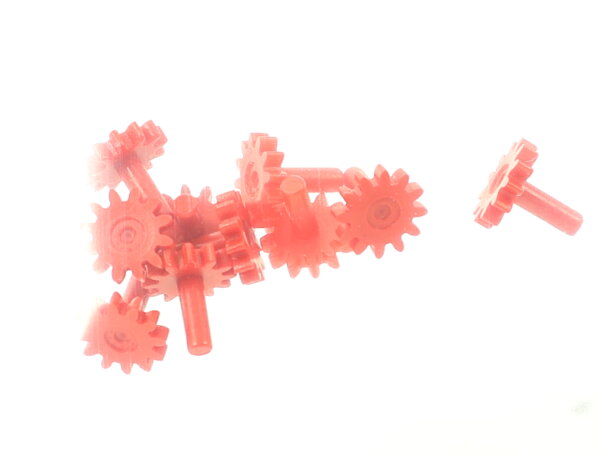 E1641 Fleischmann H0 N Ersatzteil 10x Zahnrad mit Pin Z=12 D=5,31 mm rot