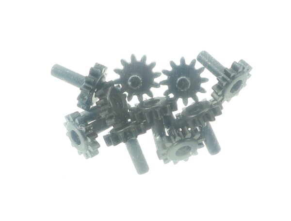 E1641 Fleischmann H0 N Ersatzteil 10x Zahnrad mit Pin Z=12 ca. D=5,32 mm schwarz