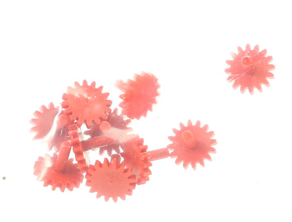 E1641 Fleischmann H0 N Ersatzteil 10x Zahnrad mit Pin Z=16 ca. D=6,91 mm rot