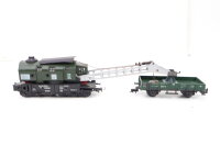 Liliput H0 210 00 Güterwagen Kranwagen grün 0038-3 DB + Flm. Kranschutzwagen DB