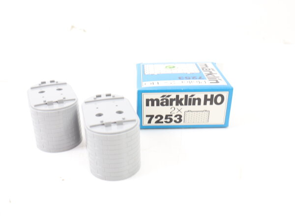 Märklin H0 7253 2x Pfeiler Brückenpfeiler grau / Kunststoff 30 mm