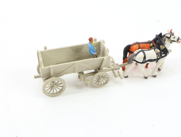 Preiser N 79475 Figur Pferdefuhrwerk mit Kastenwagen und Landwirt 1:160